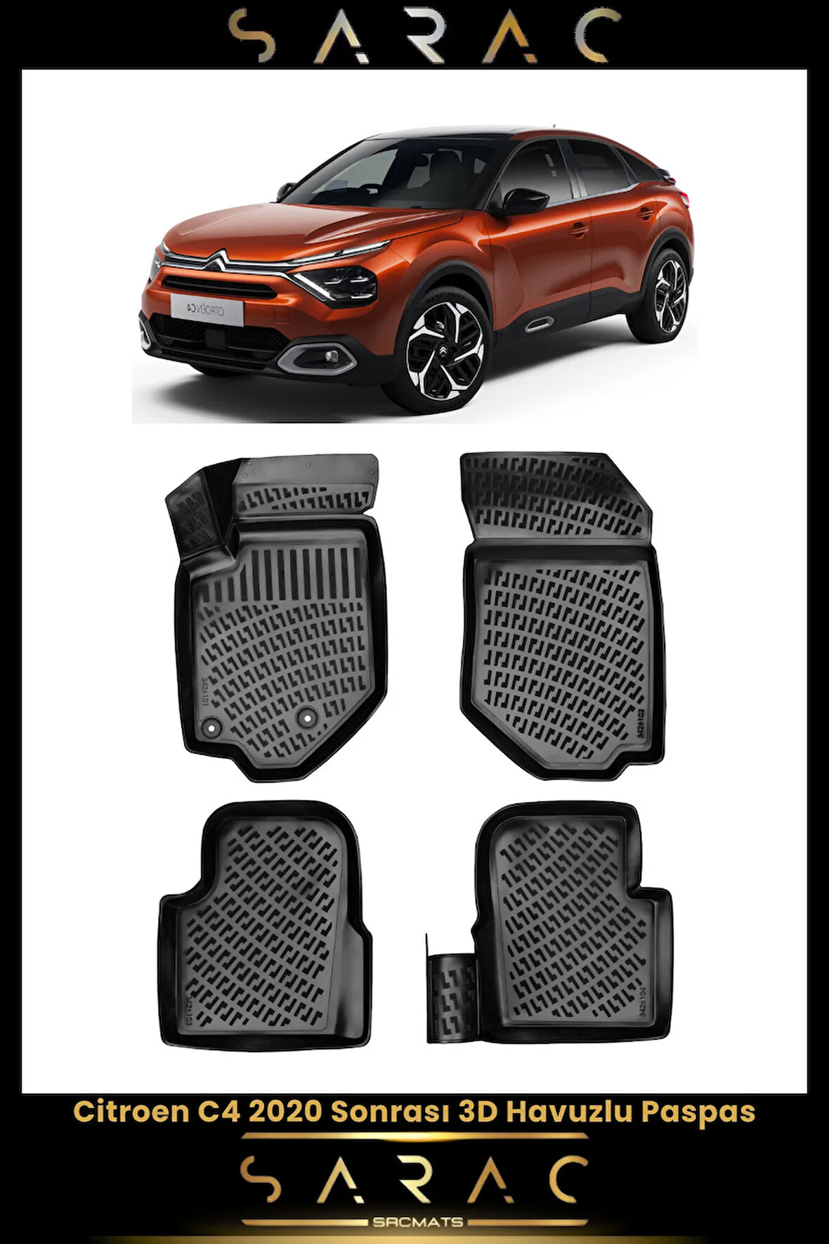 Citroen C4 2023 Model Araca Özel 3d Havuzlu Paspas