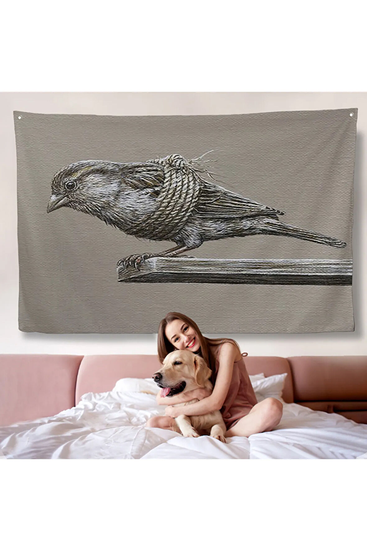 Özgürlük Duvar Örtüsü - Kanatları Bağlı Kuş-7203