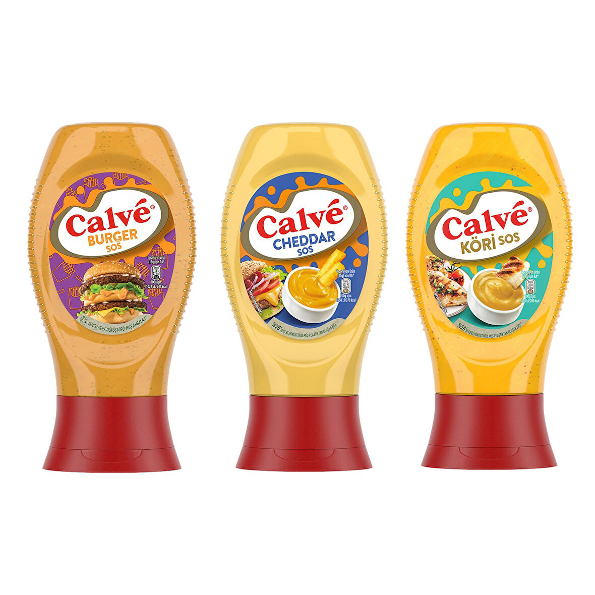 Calve Gurme Sos Seti 3 lü / Burger - Cheddar - Köri 