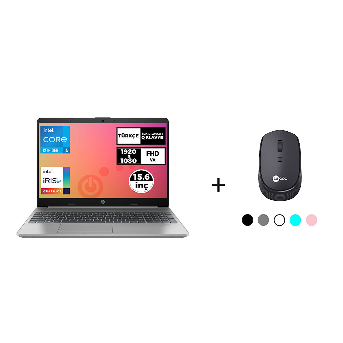 HP 250 G9 i5-1235U 8GB 256GB SSD 15.6" FHD Windows 11 Home 723P9EAVB14 + Lecoo Kablosuz Mouse
