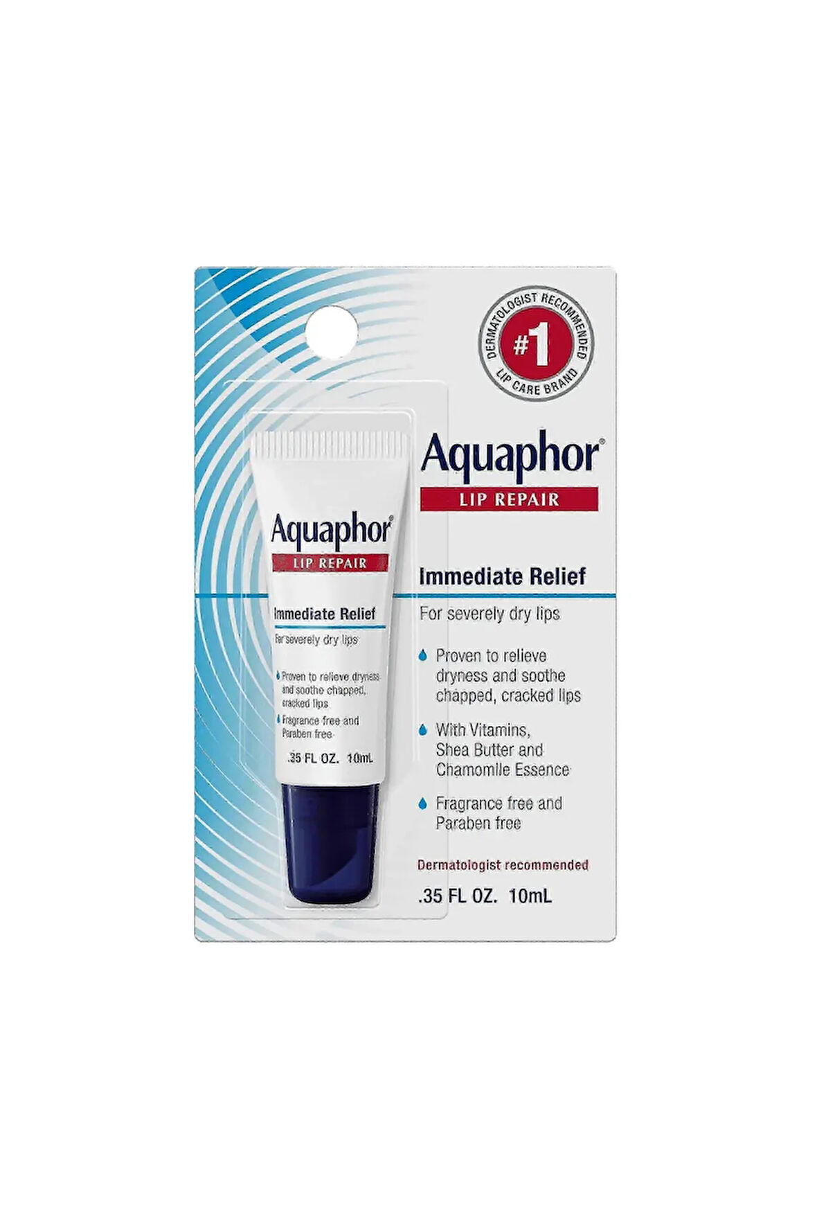 Aquaphor Lip Repair, Immediate Relief, (Hassas Dudaklar) Lip Balm 0.35 Oz 10ml