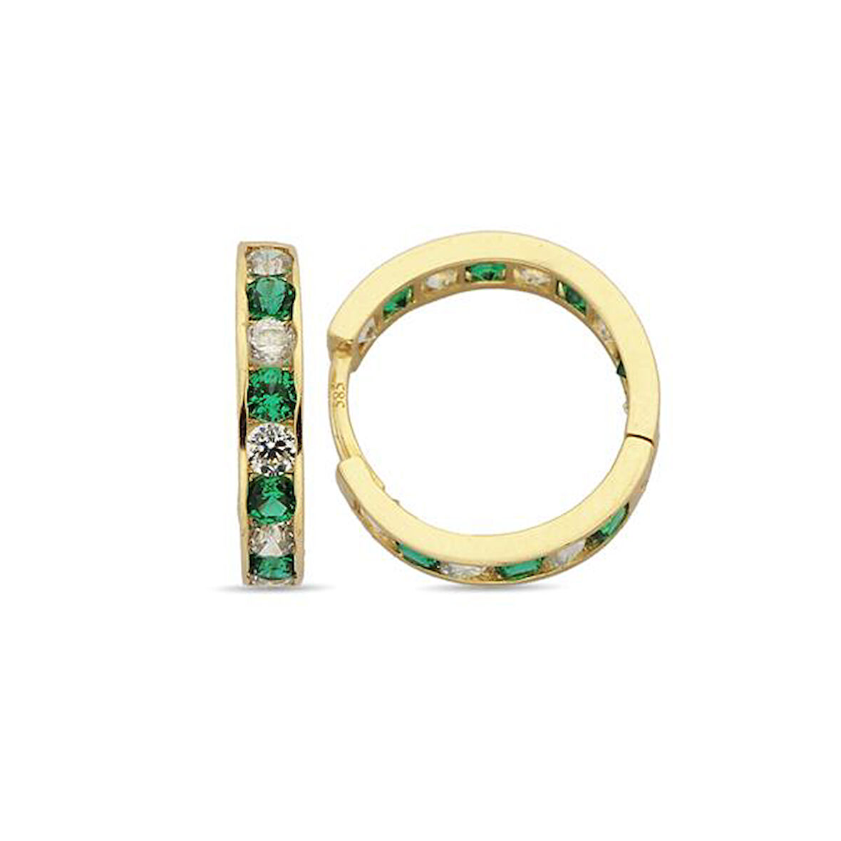 Altın Yeşil Taşlı Çocuk Küpe