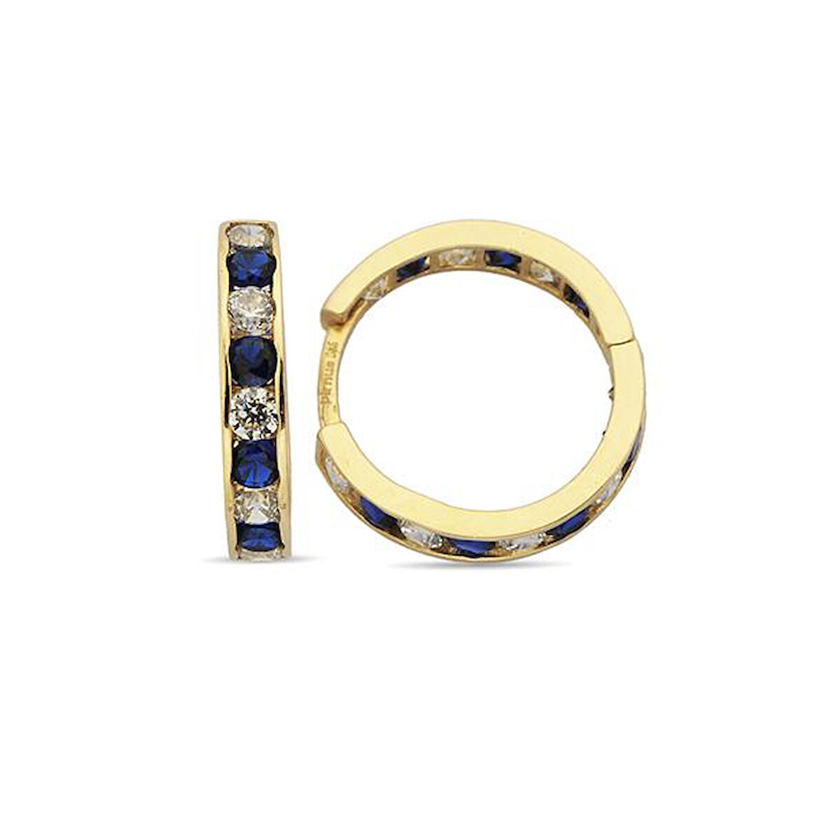 Altın Lacivert Taşlı Çocuk Küpe