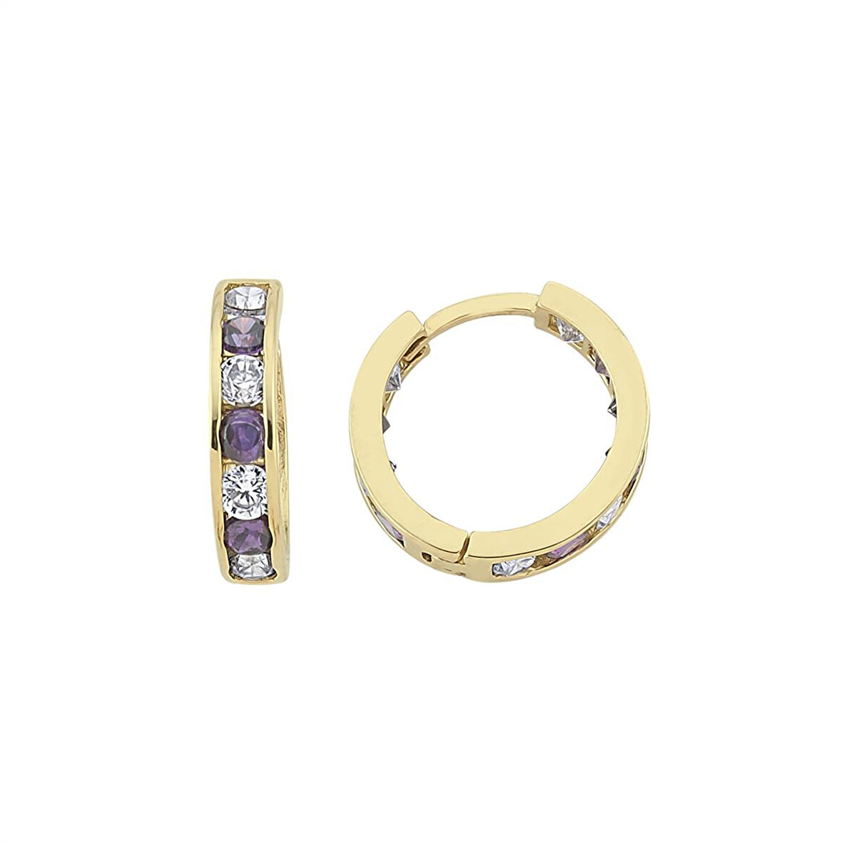 Altın Mor Taşlı Çocuk Küpe 1,6 Gram