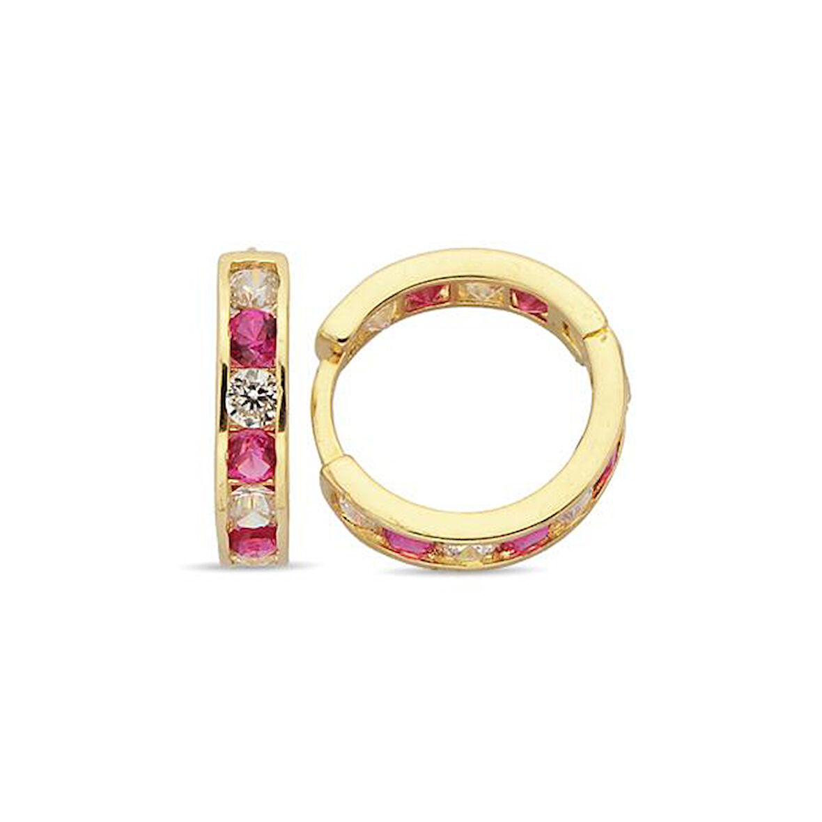 Altın Pembe Taşlı Çocuk Küpe