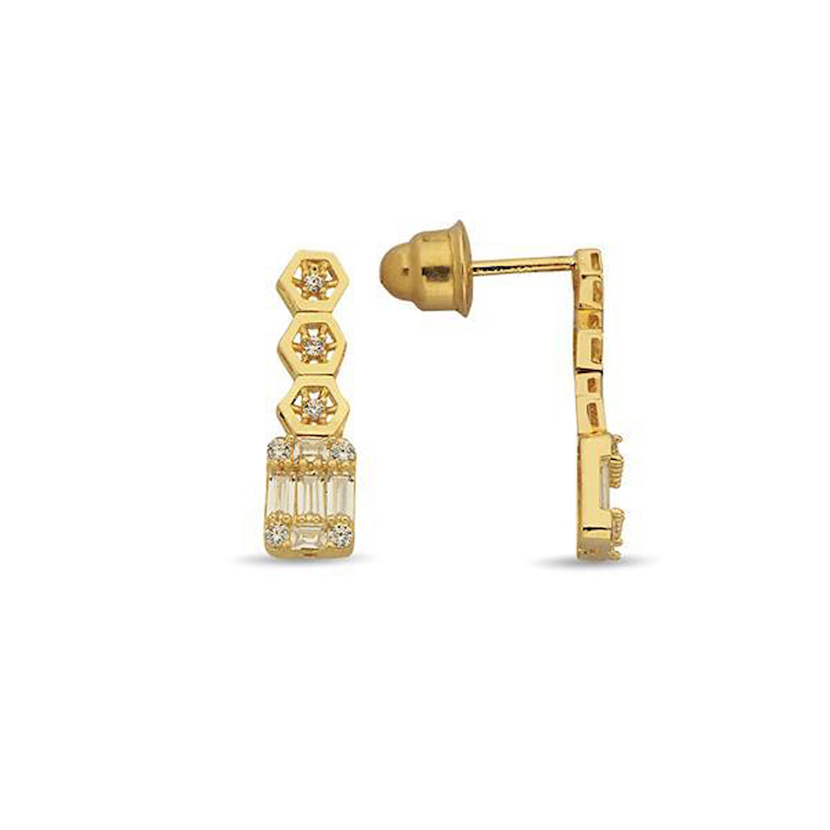 Altın Baget Set Küpe