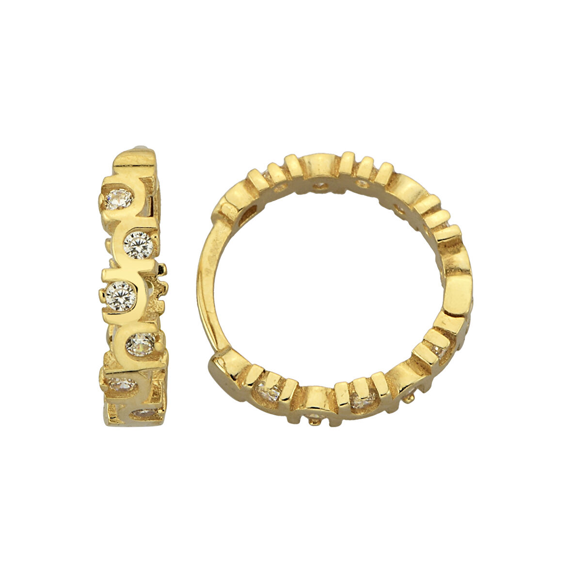 Altın Taşlı Halka Küpe