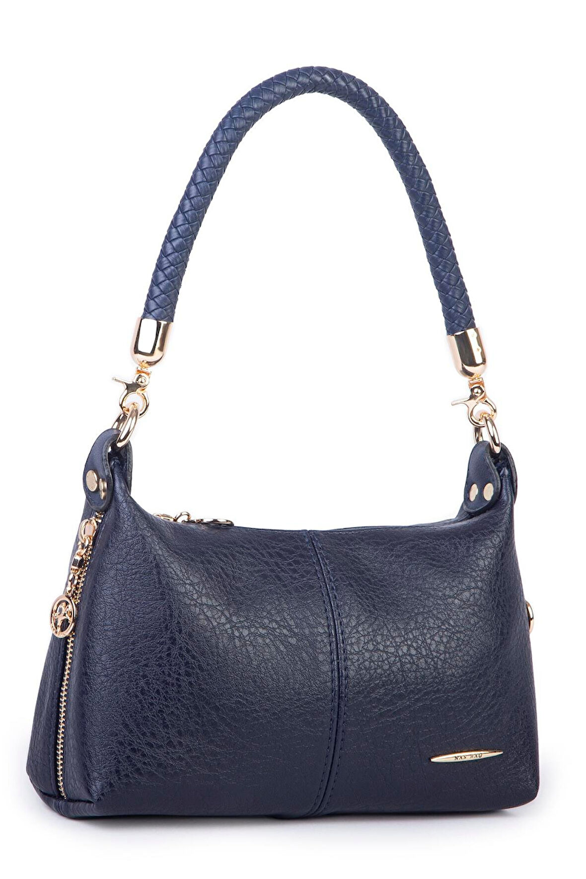 Nas Bag Kadın Mini Omuz ve Çapraz Çanta Örgülü Askılı - Lacivert Victoria