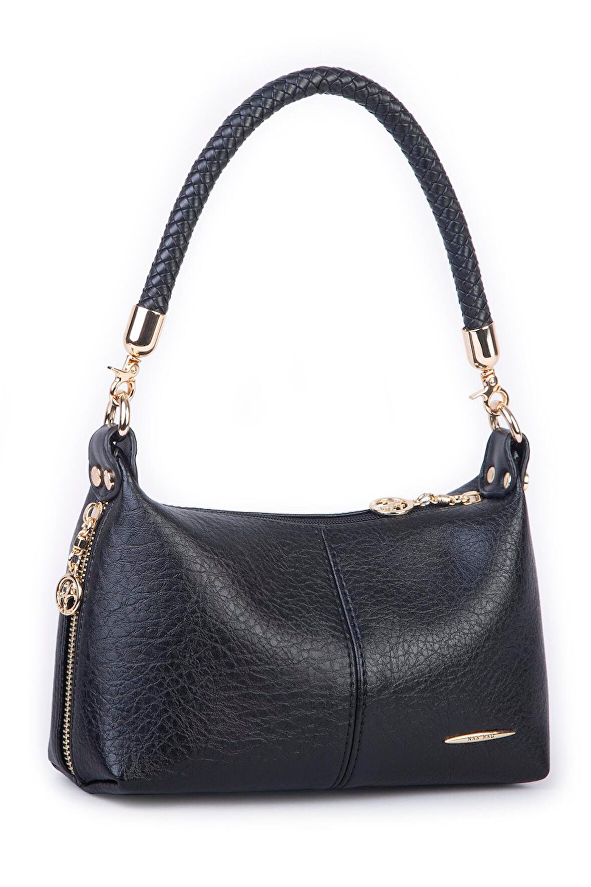 Nas Bag Kadın Mini Omuz ve Çapraz Çanta Örgülü Askılı - Siyah Victoria