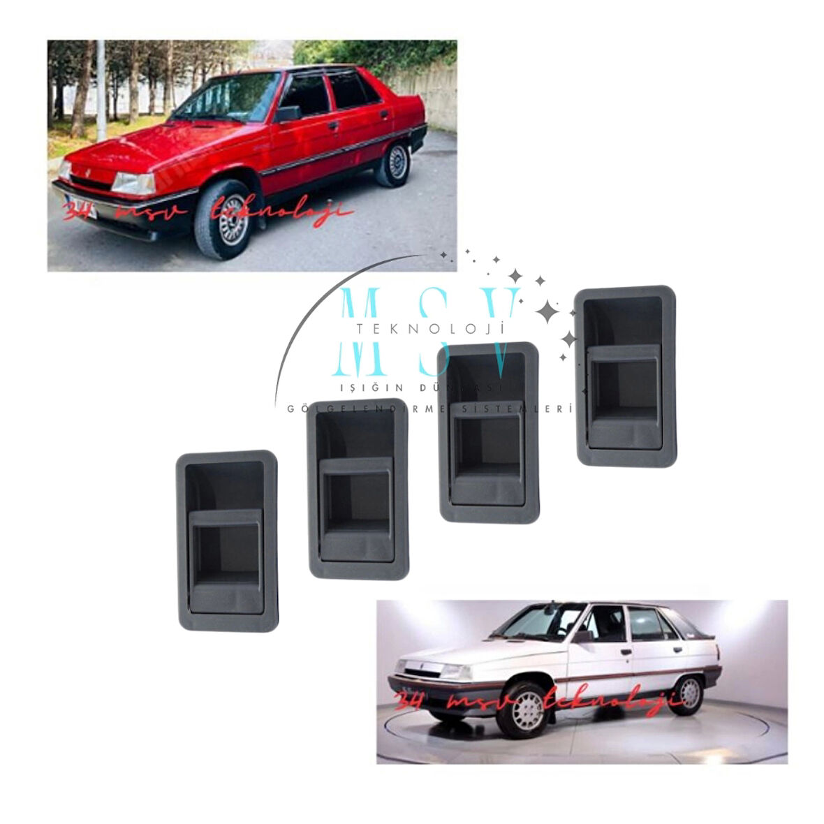 Renault 9 Broadway Spring R11 Flash İç Açma Kapı Kolu 4 Adet Takım Set