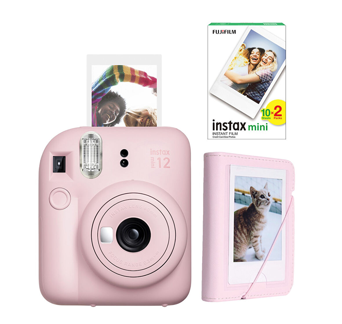 Fujifilm Instax Mini 12 Pembe Fotoğraf Makinesi 20'li Film ve Mini Albüm Seti