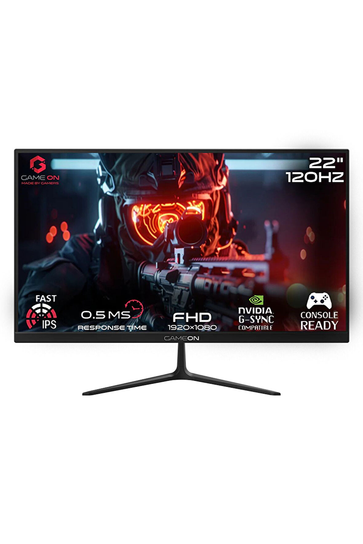 Gameon GOES22FHD120IPS 22" FHD, 120Hz, MPRT 0.5ms, HDMI 2.1, PS5 Destekli, Hızlı IPS Siyah Oyuncu Mo