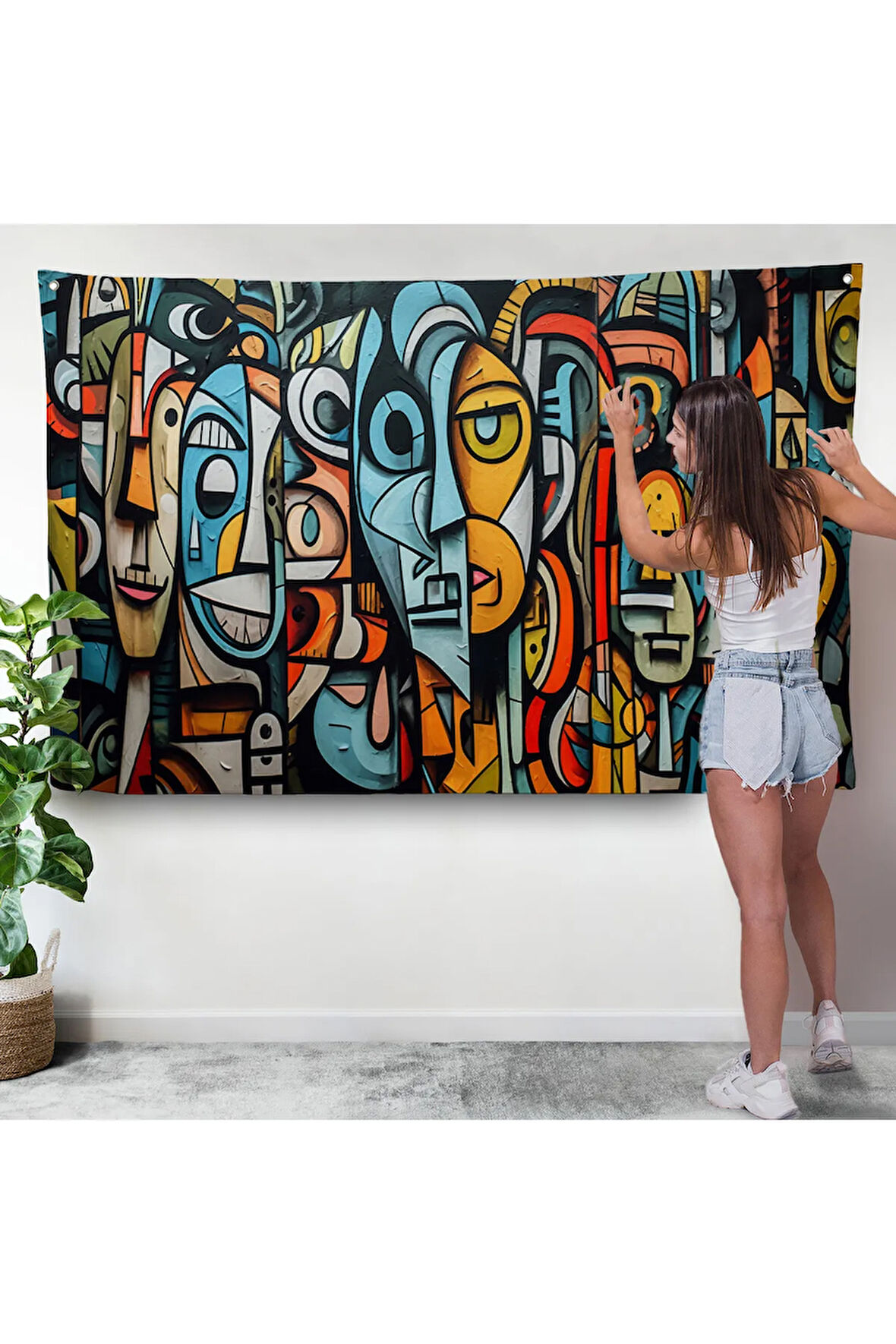 Kübizm Grafiti Duvar Örtüsü-7227