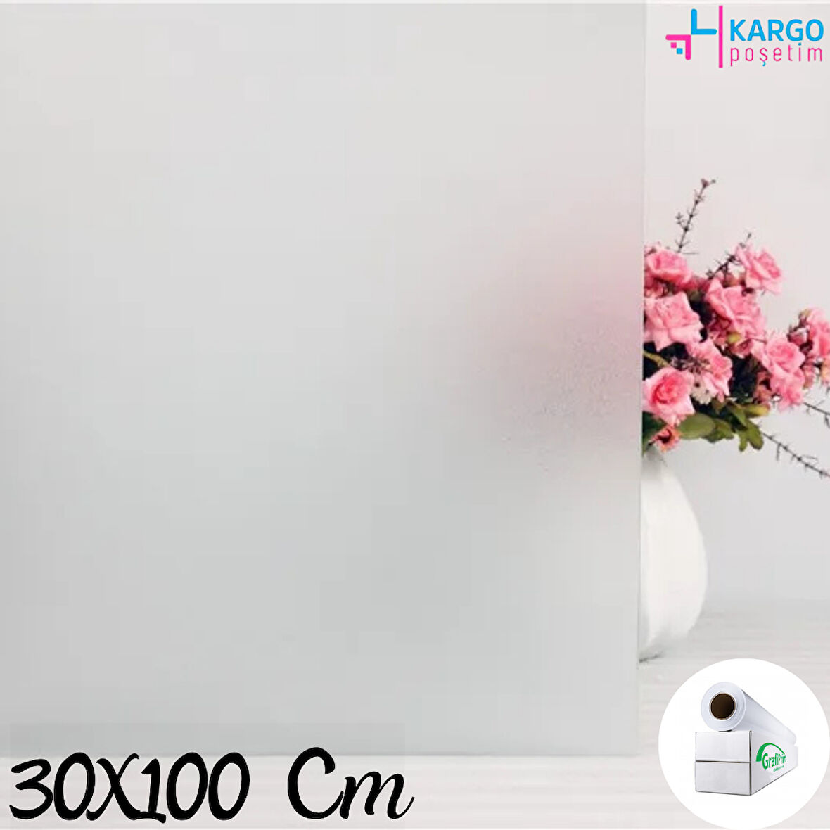 30 Cm x 1 Metre Cam Kumlama, Ofis, Duşakabin ve Balkon Camı Kaplama Folyosu