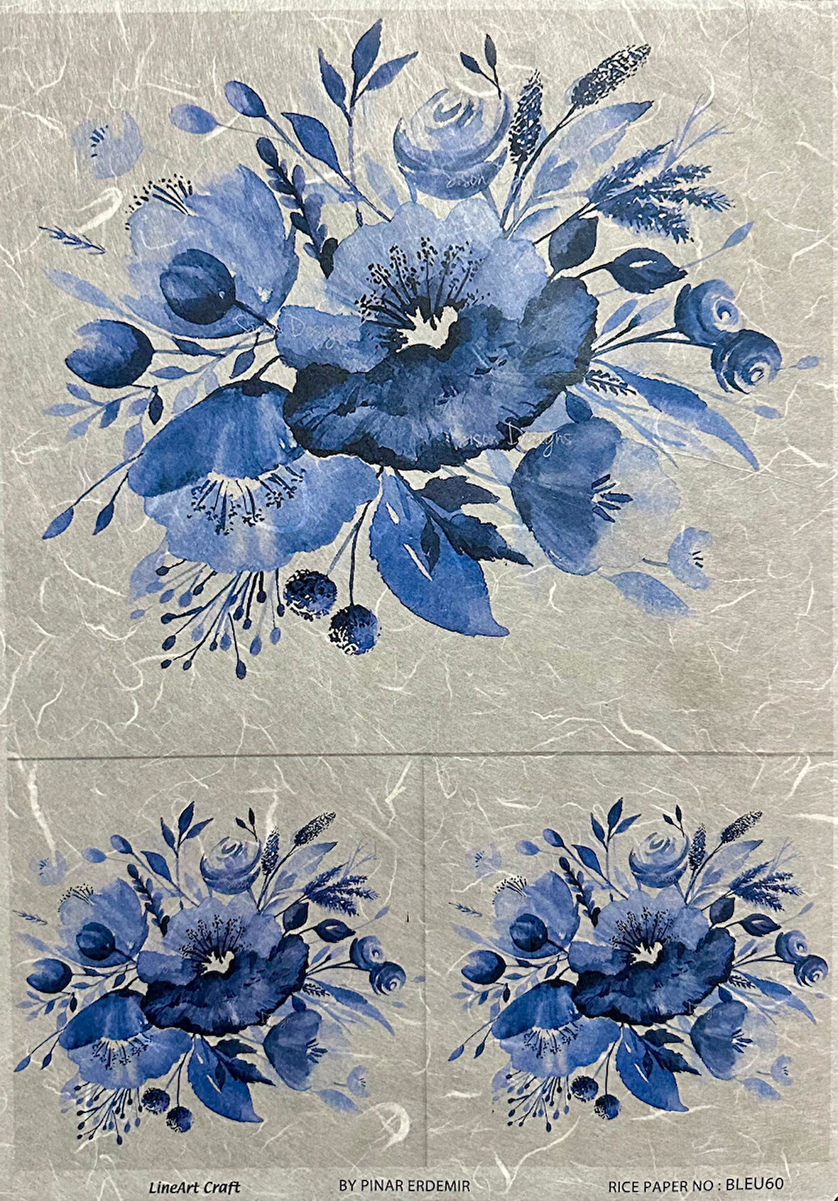 LİNEART PİRİNÇ DEKOPAJ KAĞIDI BLEU60