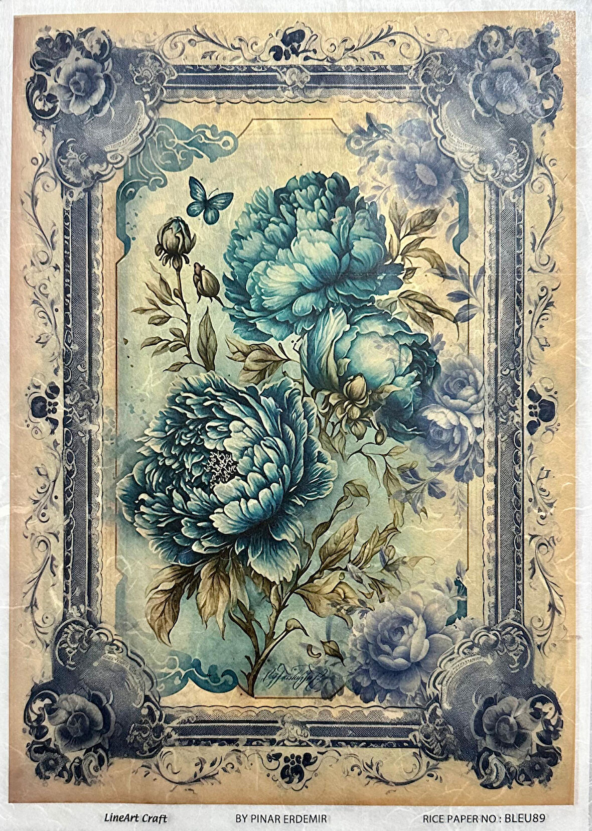 LİNEART PİRİNÇ DEKOPAJ KAĞIDI BLEU89