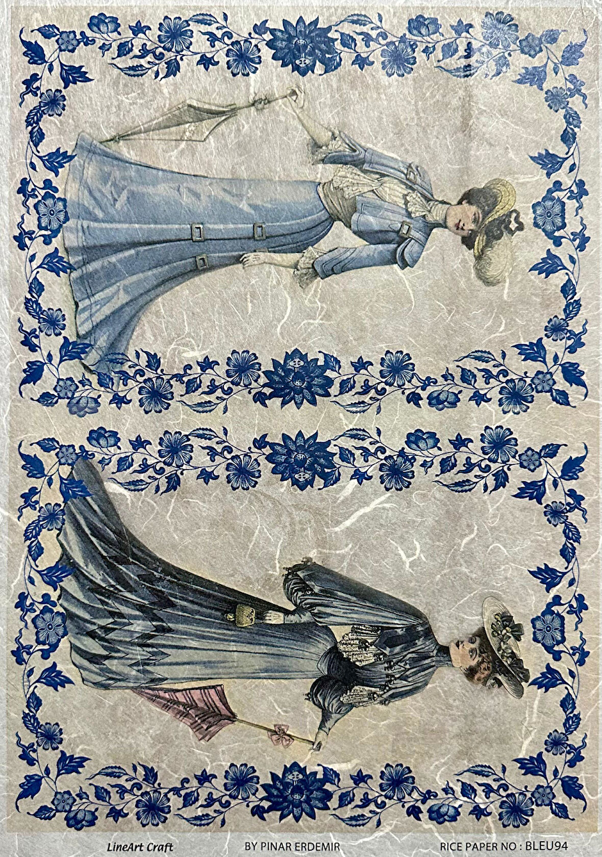 LİNEART PİRİNÇ DEKOPAJ KAĞIDI BLEU94
