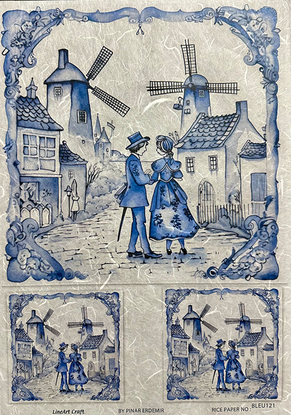 LİNEART PİRİNÇ DEKOPAJ KAĞIDI BLEU121