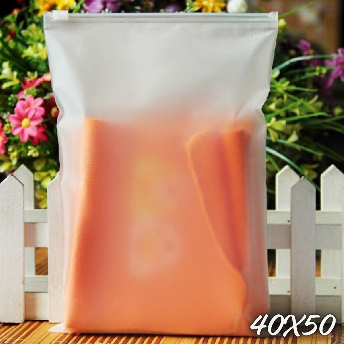 40 x 50 Cm Fermuarlı Buzlu Kargo Poşeti -130Mikron (100 Adet) Valiz Ve Dolap Içi Düzenleyici Buzlu Fermuarlı Poşet Torba