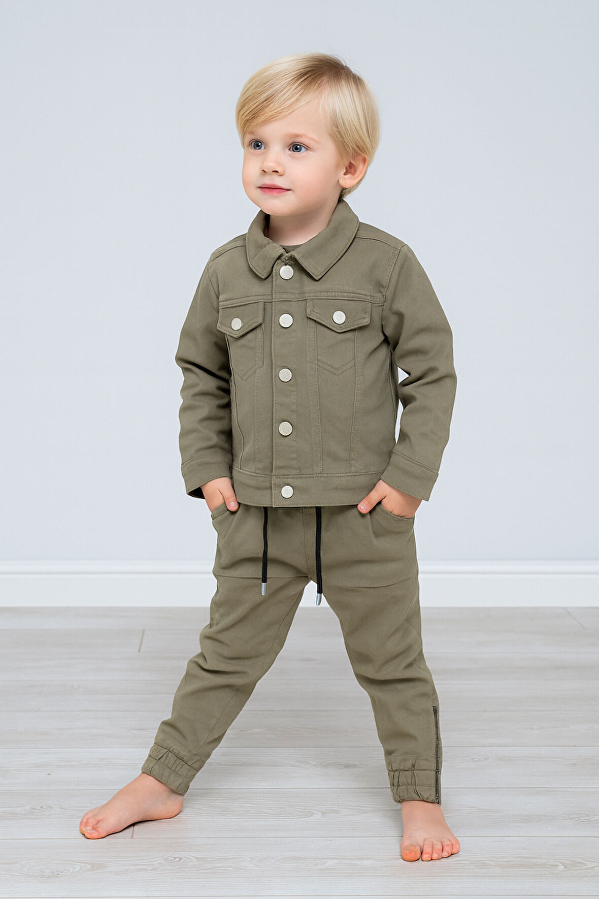 Khaki Cool Erkek Çocuk Ceket & Jogger Takım