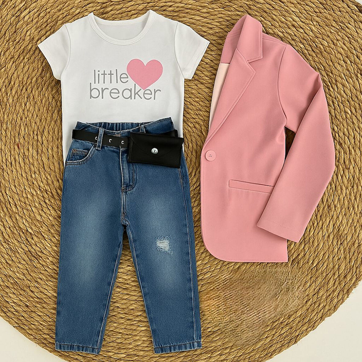 Little Breaker Kız Çocuk Pembe Ceketli 4’lü Kombin - 3/12 Yaş