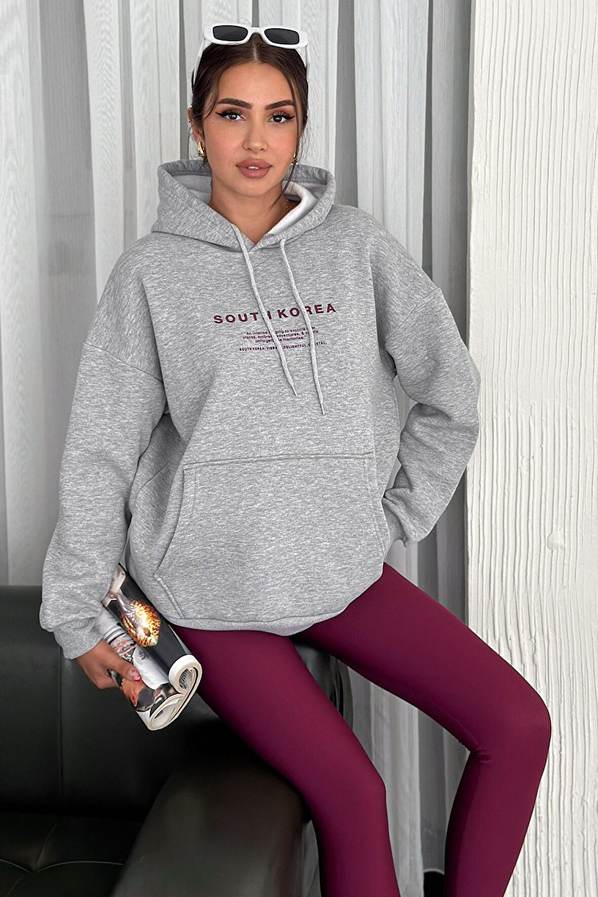 Kadın Güney Kore Şehir Baskılı Kapüşonlu Sweatshirt – Sokak & Kültürel Stil