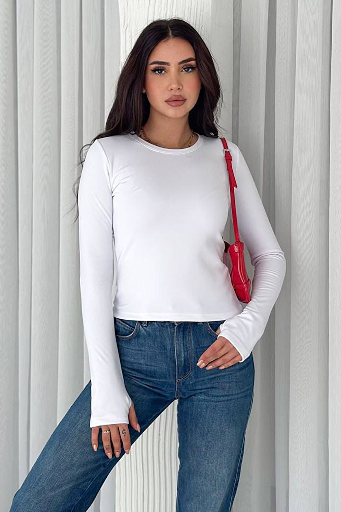 Kadın File Dokulu Uzun Kollu Bluz – Hafif & Cesur Stil