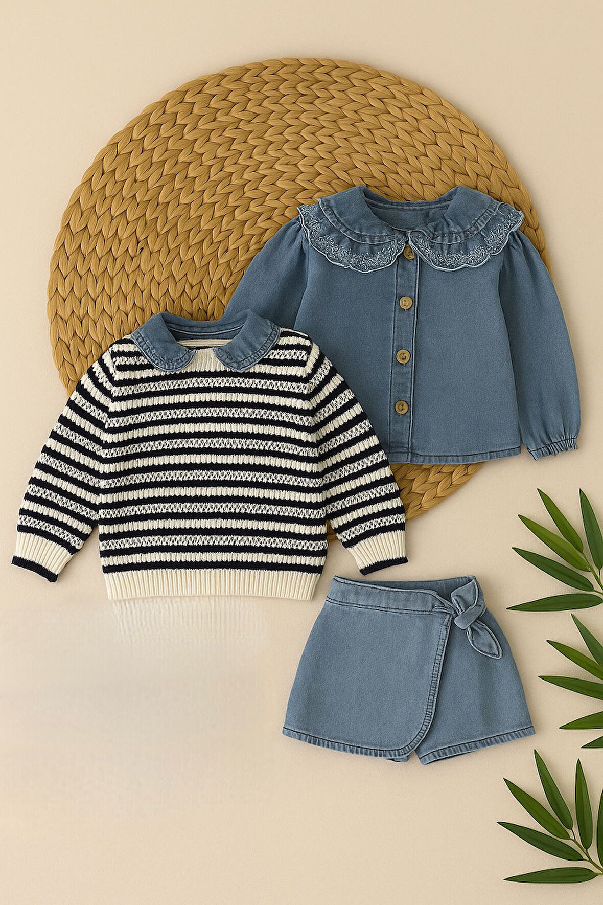 Denim Şık 3 'lü Kız Çocuk Kombin - 2/10 Yaş - 31504