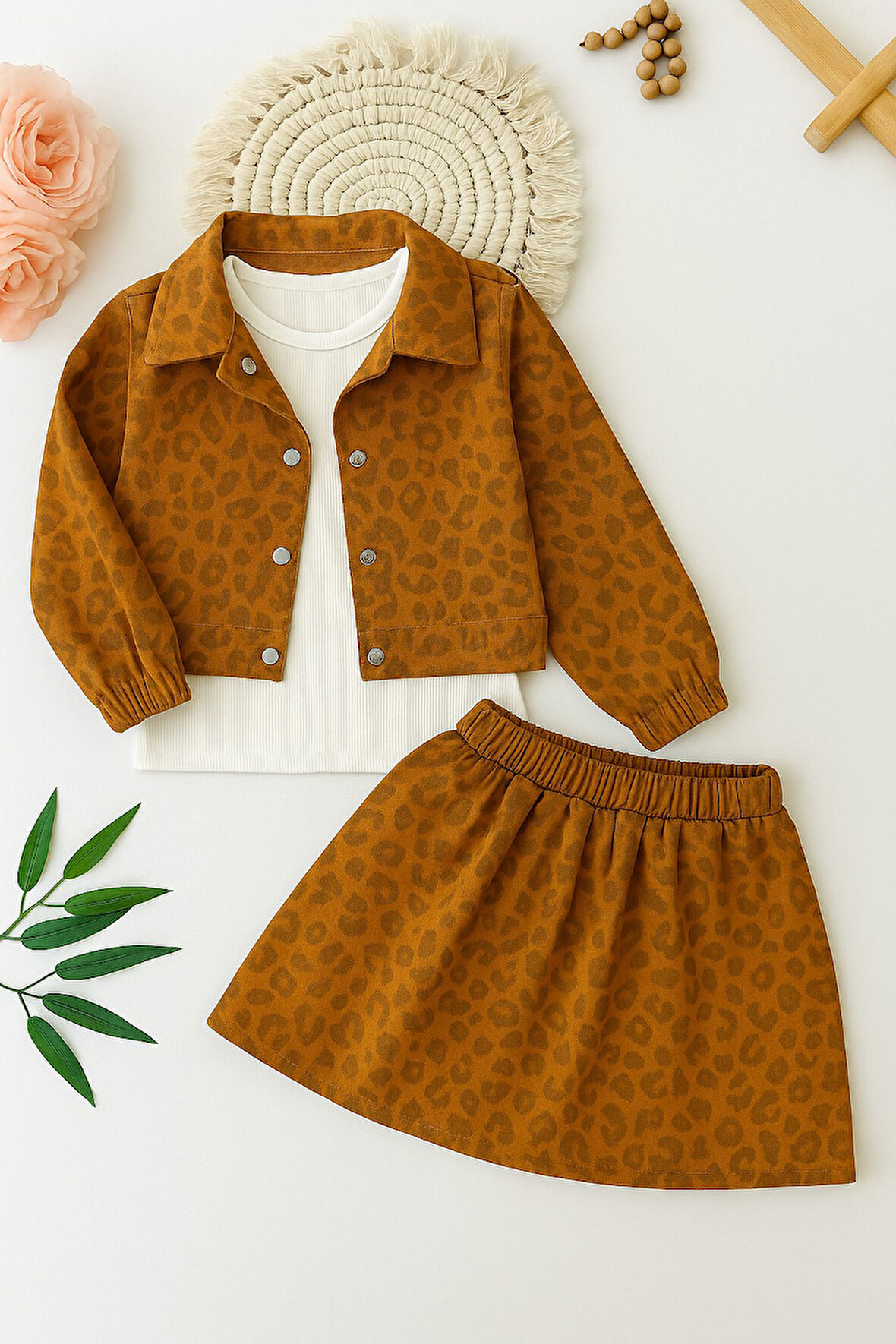 Leopar Desenli 3’lü Kız Çocuk Takım – (31505) - 2/10 Yaş