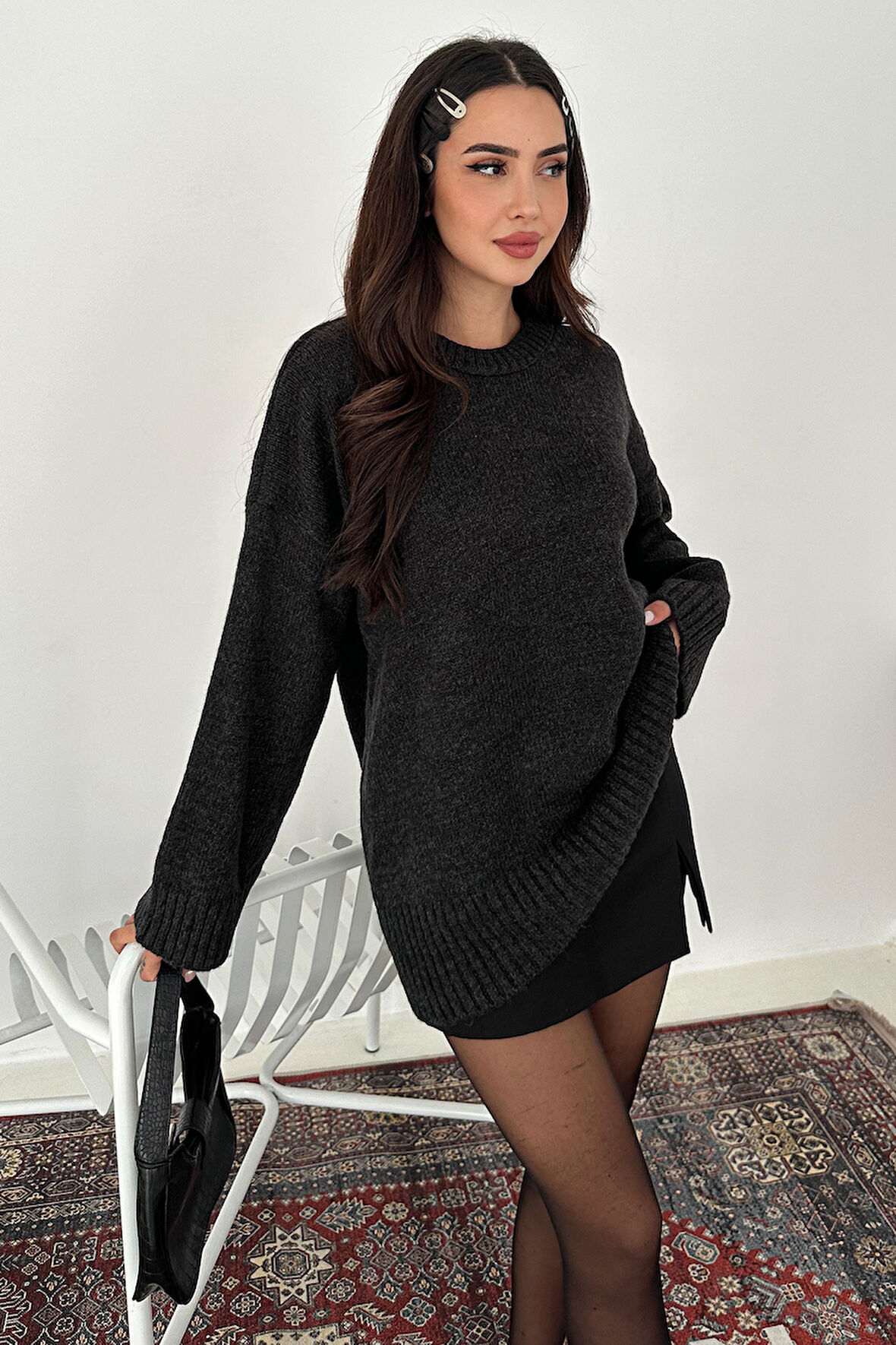 Kadın Oversize Triko Kazak – Rahat & Şehirli Stil