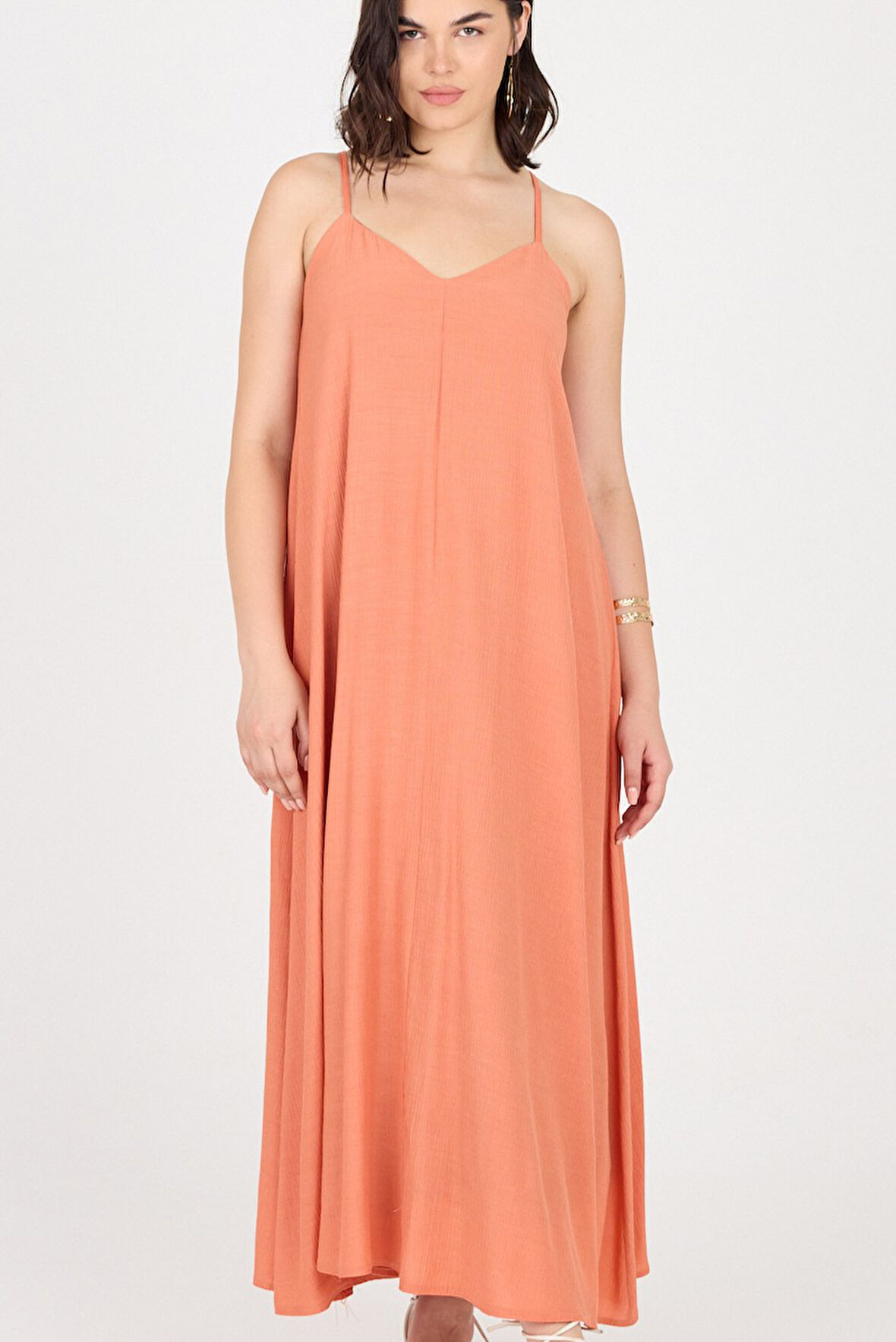 İnce Askılı Salaş Kesim Maxi Boy Elbise