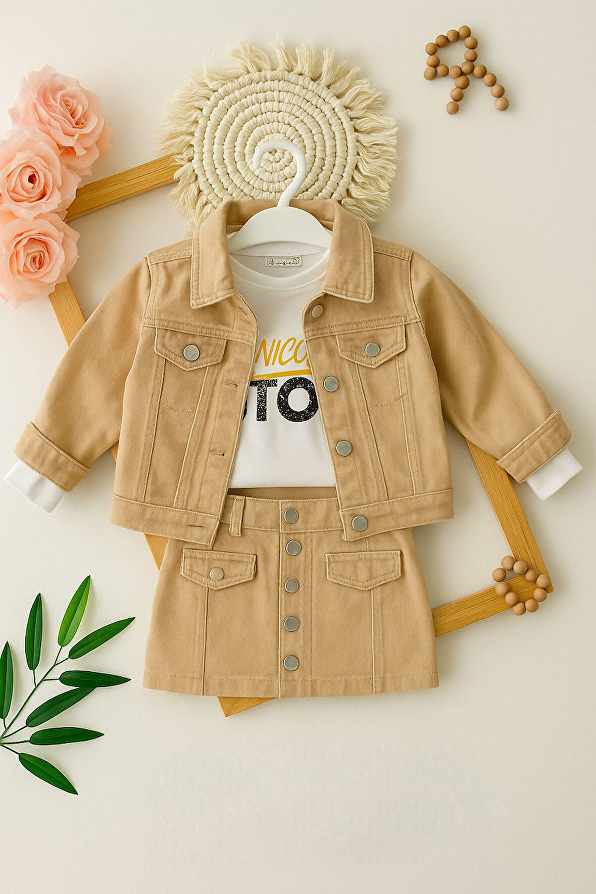 Denim Kız Çocuk Gabardin 3 Parça Etekli Takım - 2/12 Yaş - 31527