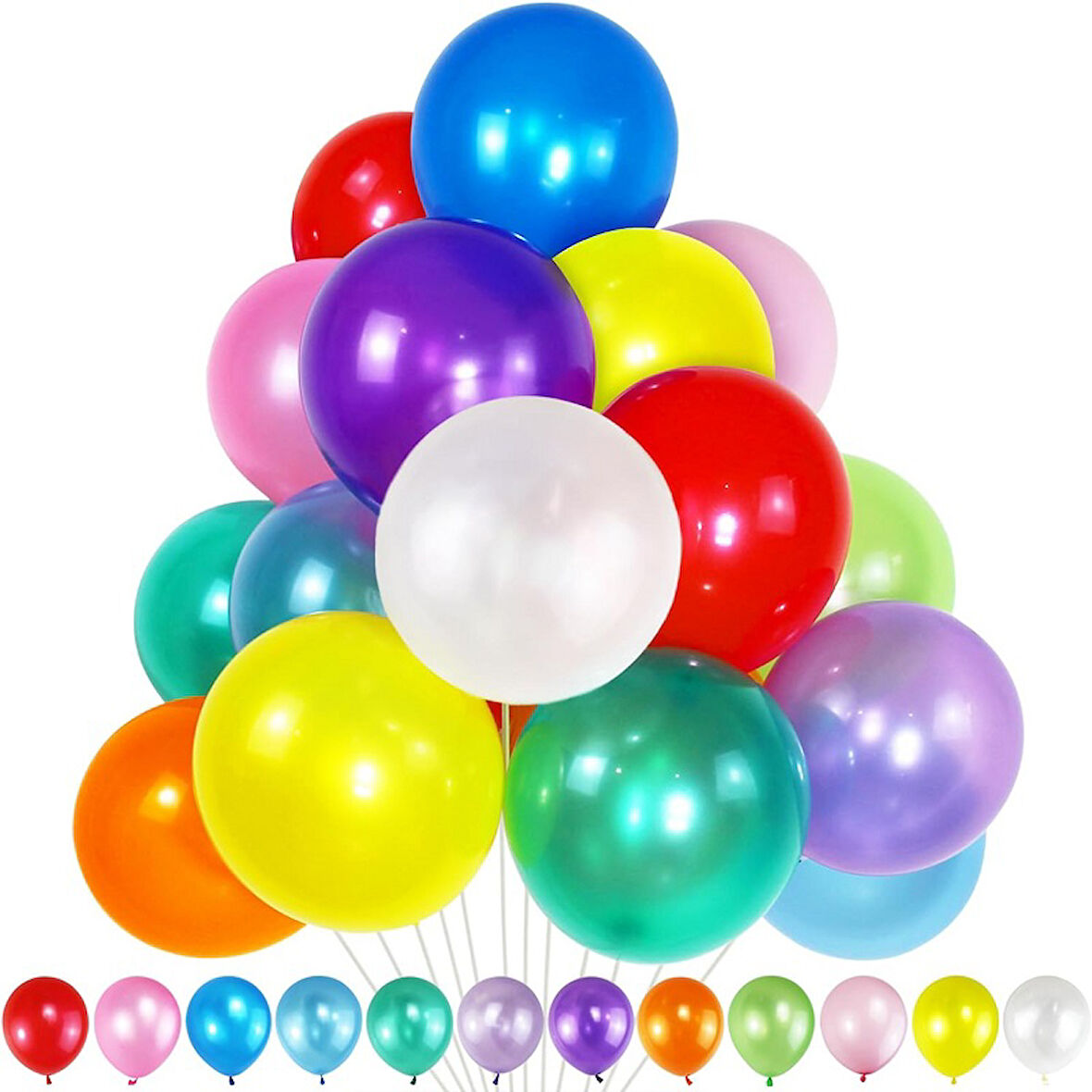 VIP 100 PCS METALLIC MULTİ COLORS BALLOON VIP KALİTE PARLAK METALİK RENKLİ BALON HELYUM GAZI UYUMLU