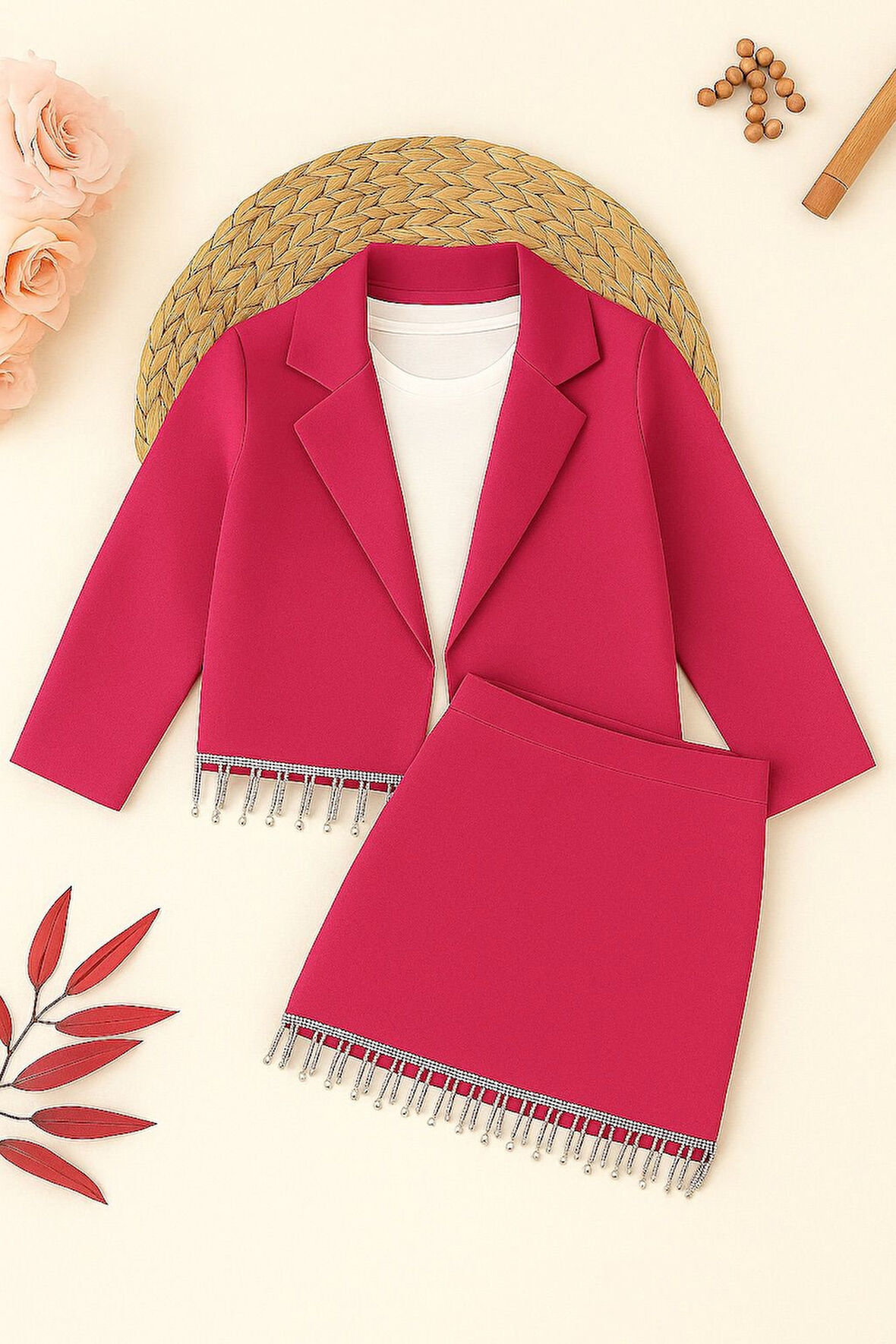 Princess Glow 3’lü Taş Detaylı Kombin - 4/14 Yaş - 31510