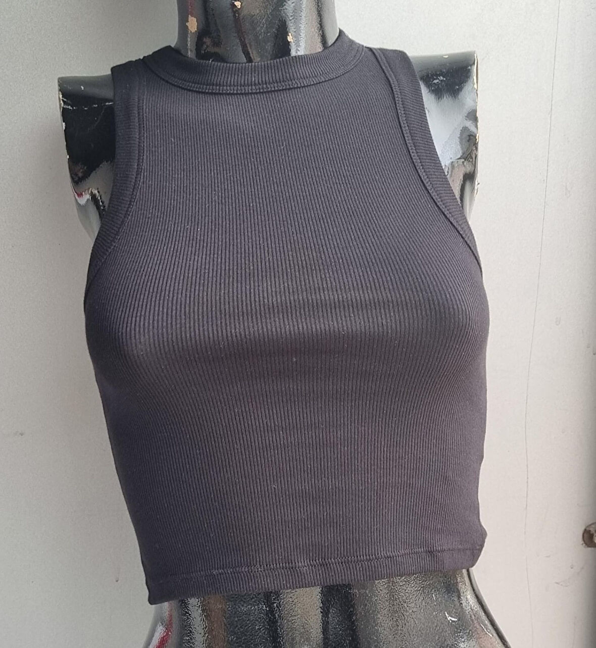 Kadın Fitilli Halter Yaka Crop Atlet