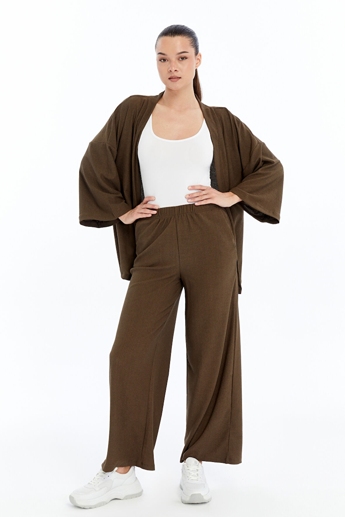 Kadın Bürümcük Kimono Pantolon Takım