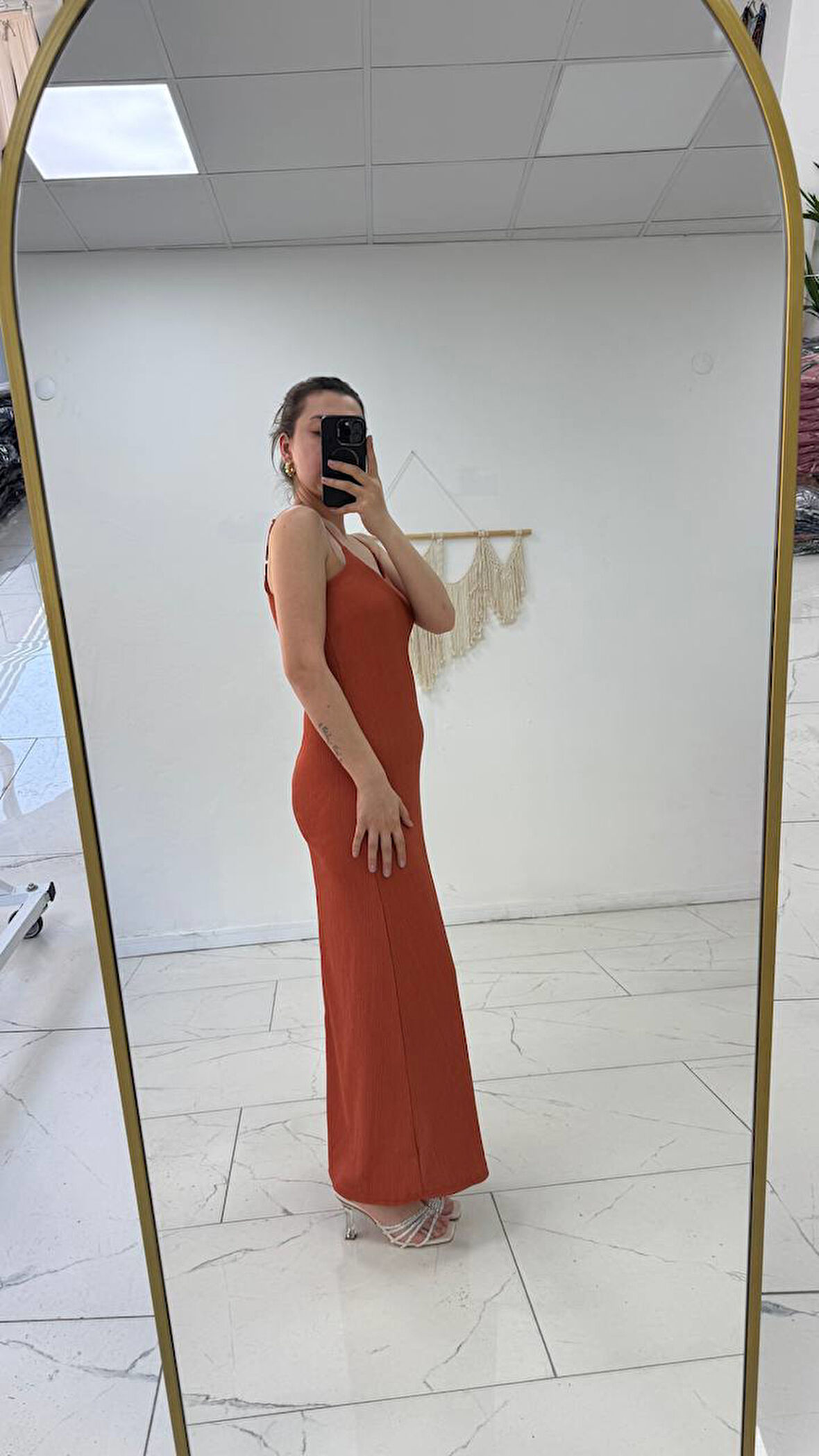 Kadın Elbise Bürümcük Kumaş İp Askılı