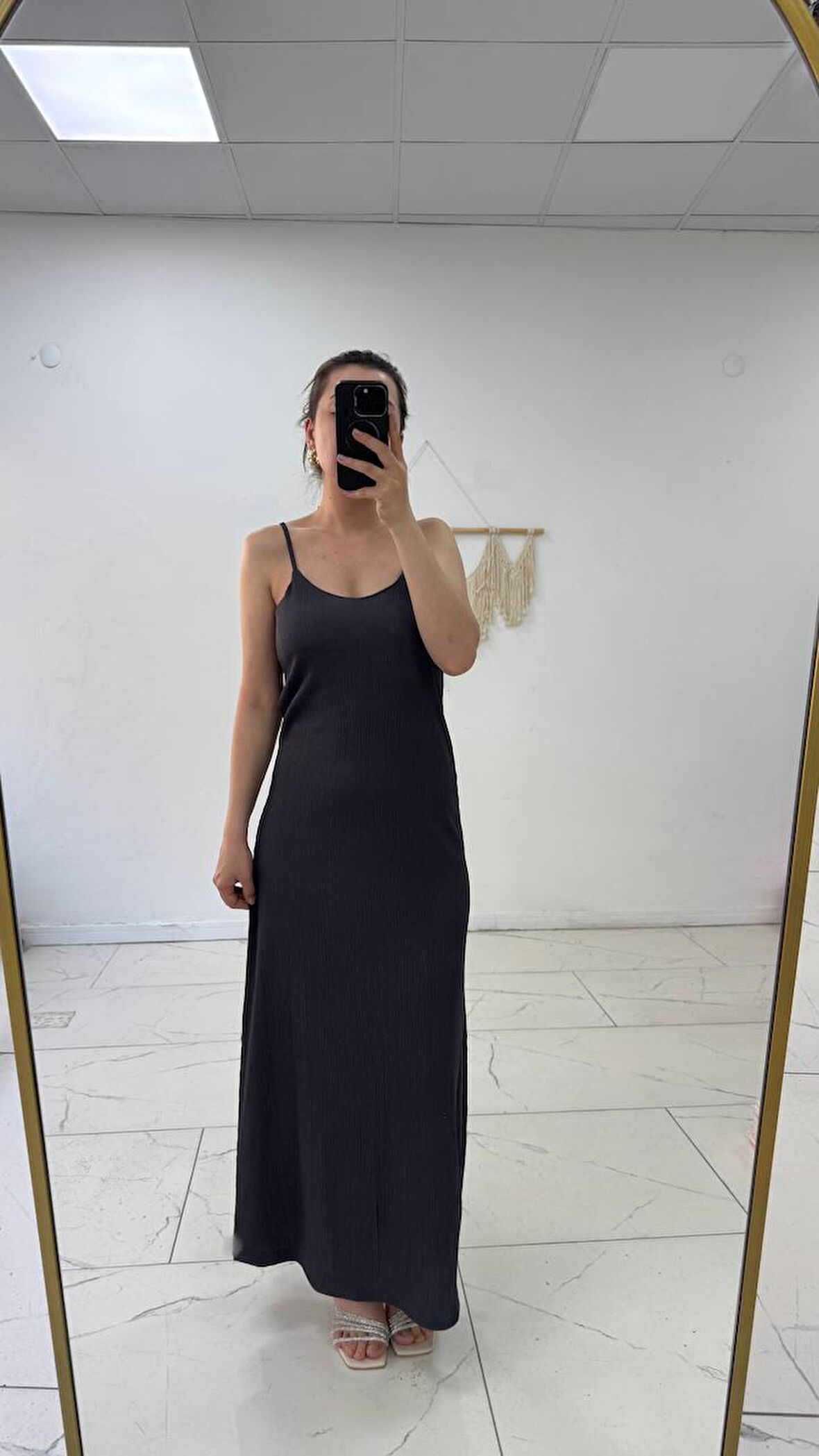 Kadın Elbise Bürümcük Kumaş İp Askılı