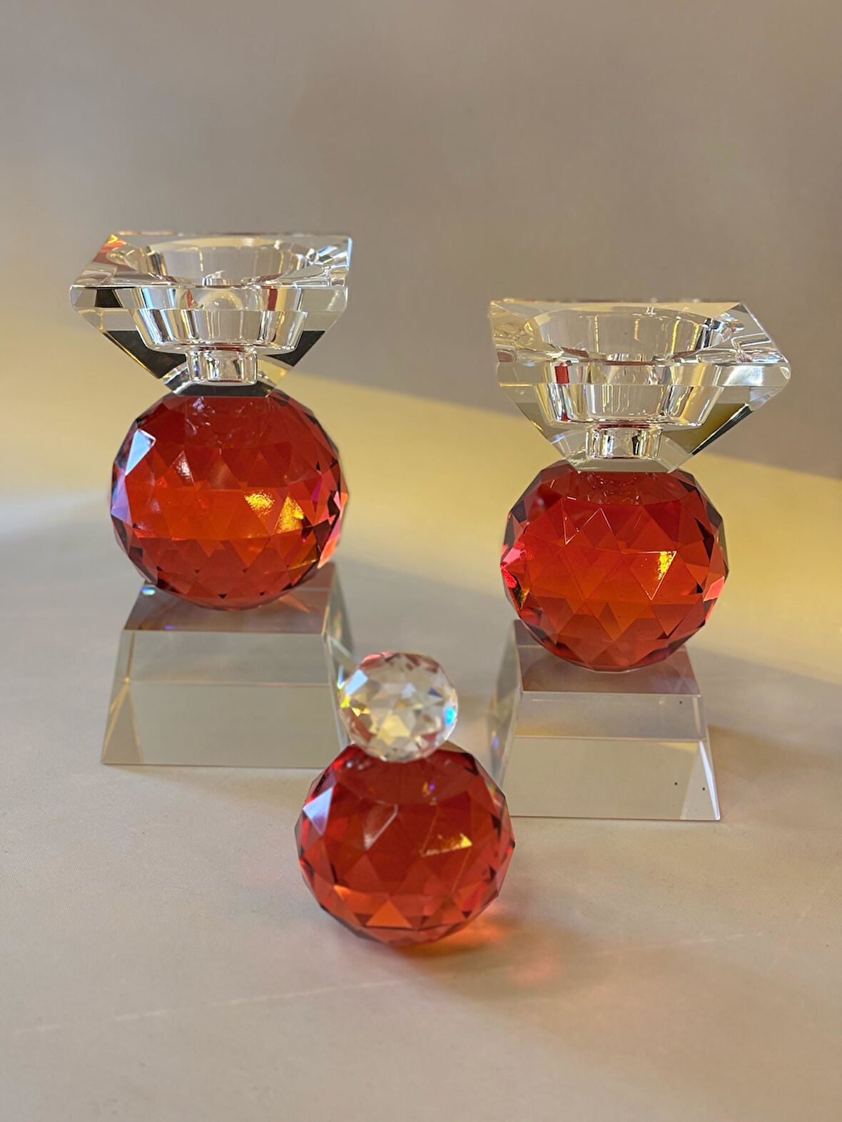 Kristal Dekoratif Şamdan Parfüm Şişesi Dekorlu Obje