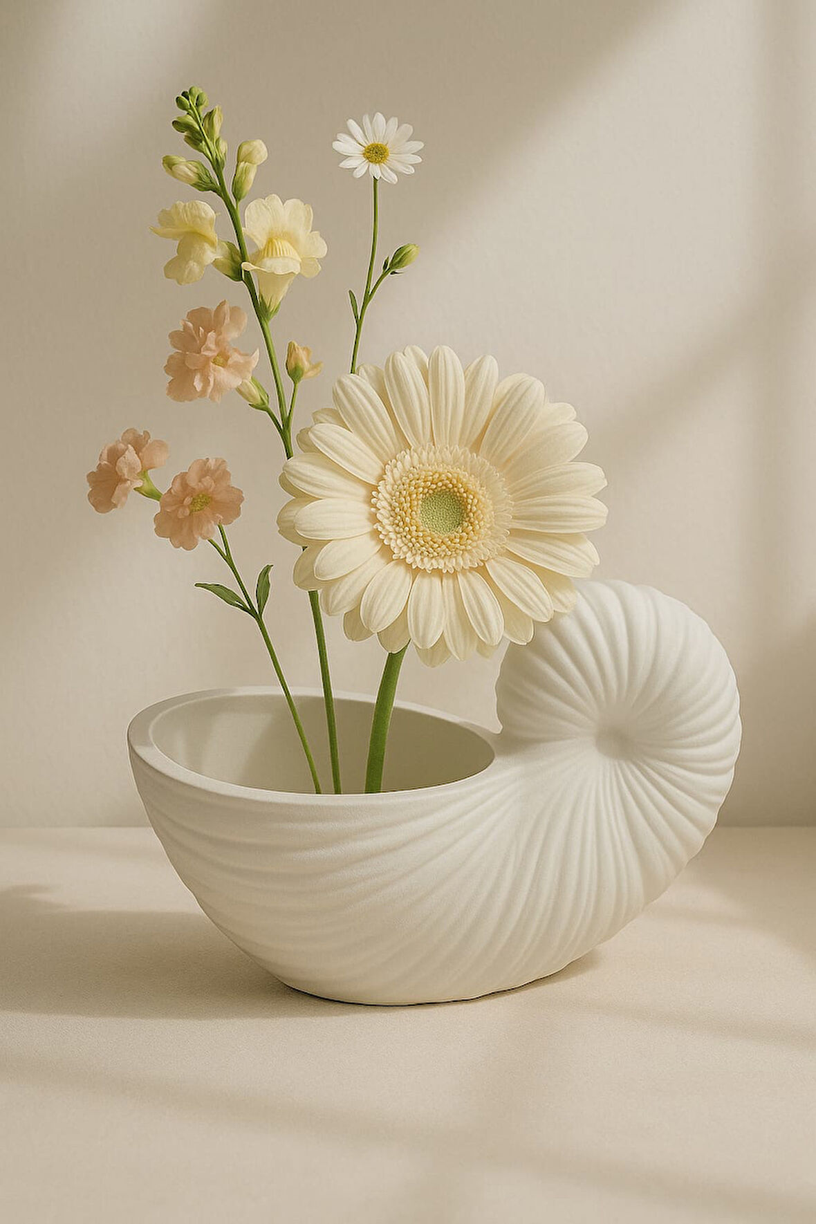 Salyangoz Dekorlu El Yapımı Dekoratif Saksı – Şık Tasarım (13 x 8 cm)