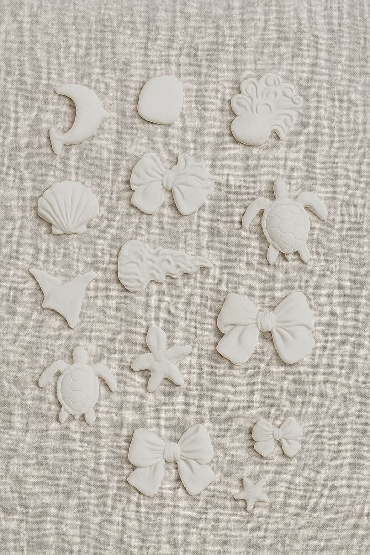 El Yapımı 2×5 cm Deniz Objeleri ve Kurdele Figürlü Dekoratif Mini Taş Seti
