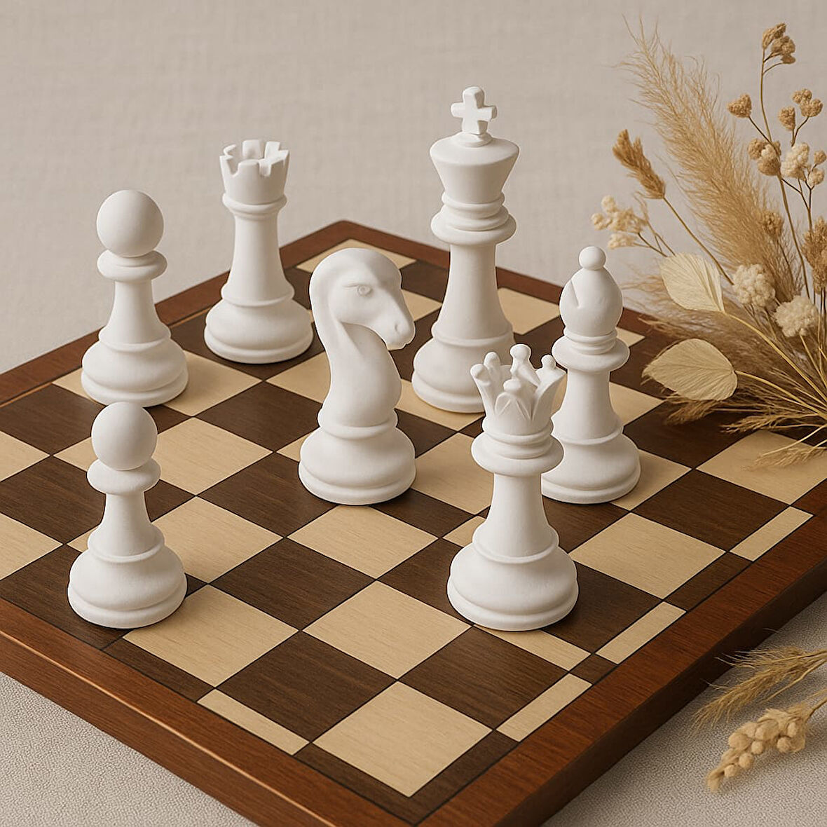 6’lı Dekoratif Satranç Taşı Seti – El Yapımı | 10 x 4 cm