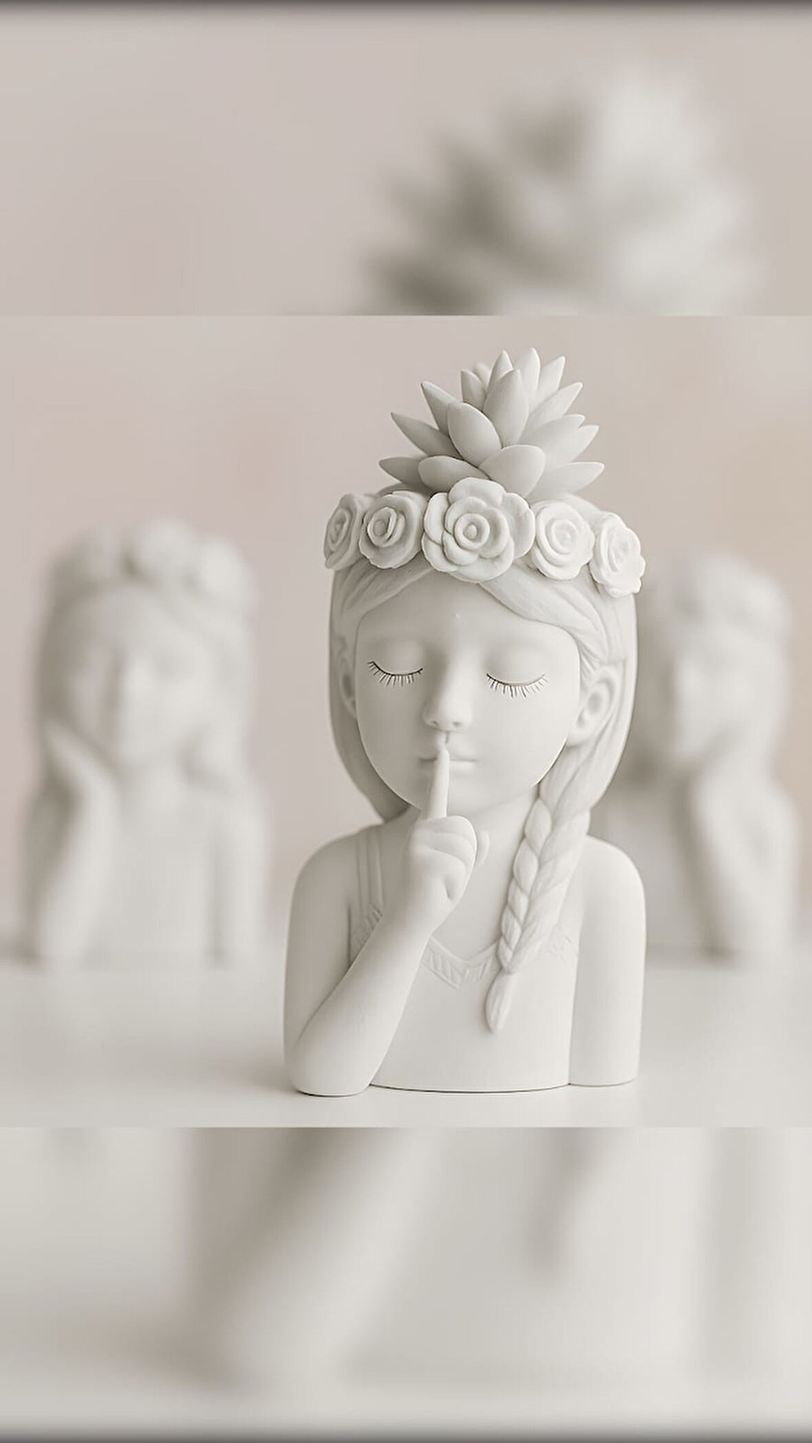 El Yapımı Çiçekli Kız Dekoratif Obje – Zarif Tasarım (12 x 5 cm)