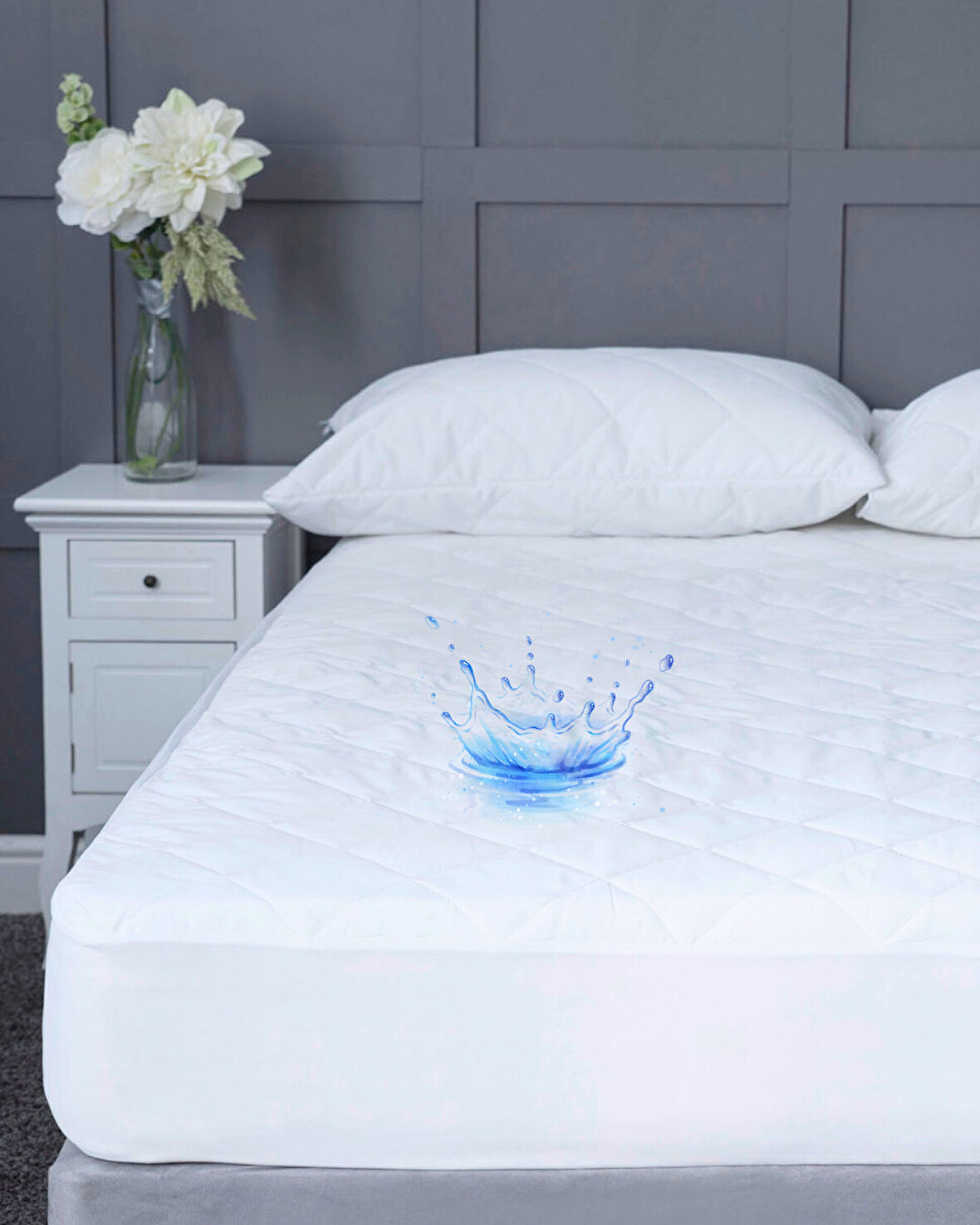 Tek Kişilik 100x200 Su Geçirmez Fitted Lastikli Yatak Koruyucu Alez – Kapitone Silikon Elyaf