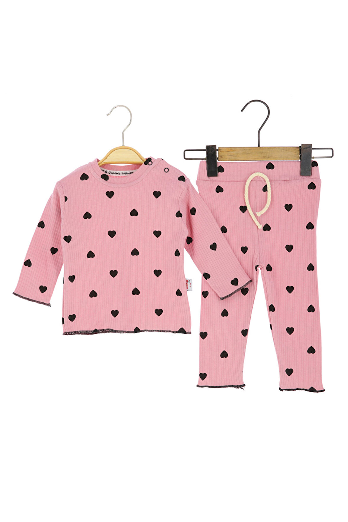 Kız Bebe Takım Fitilli Kalpli