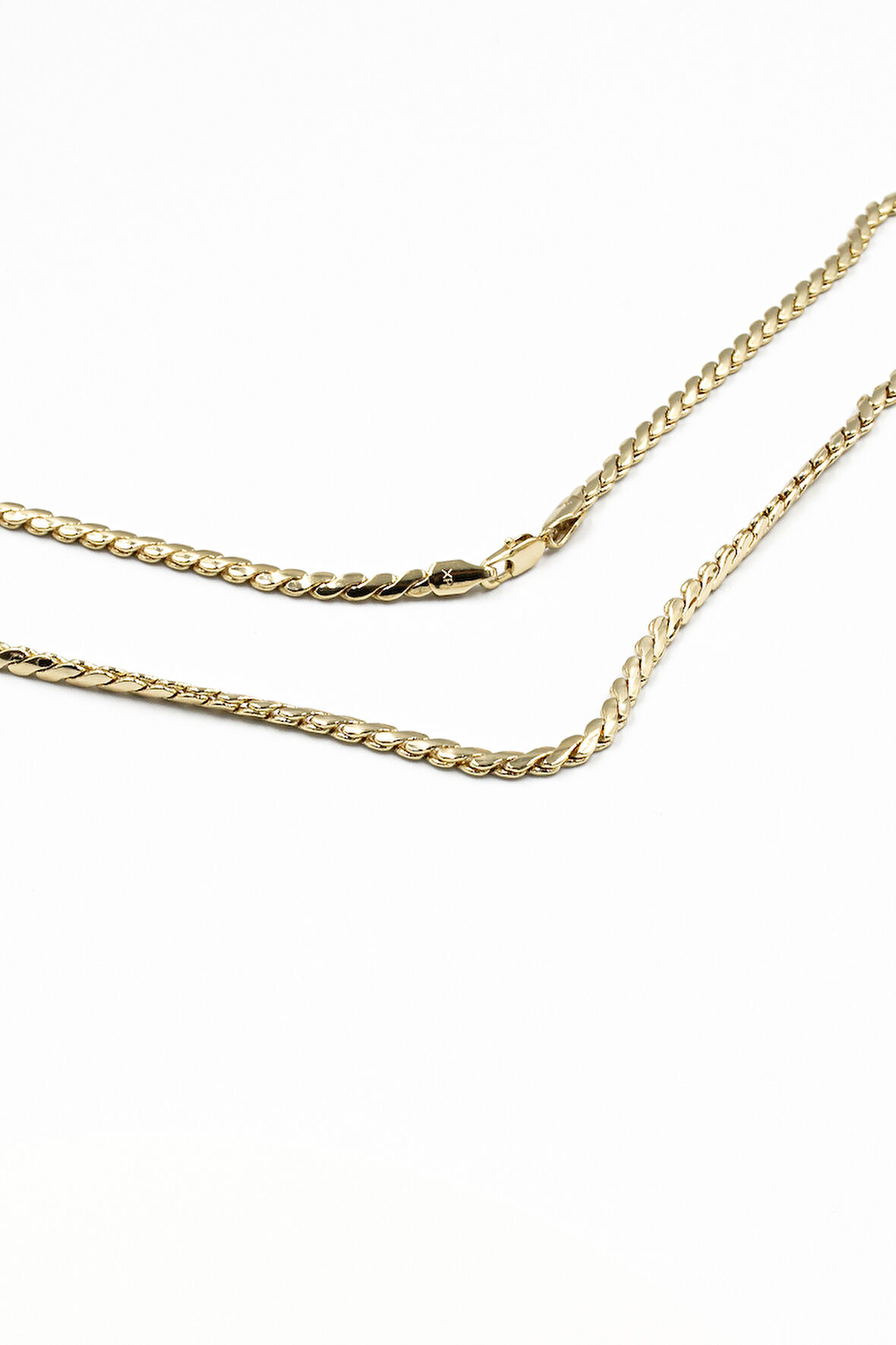 Yatay Ezme Zincir Model Xuping Kararmaz Gold Kadın Kolye - 55 cm