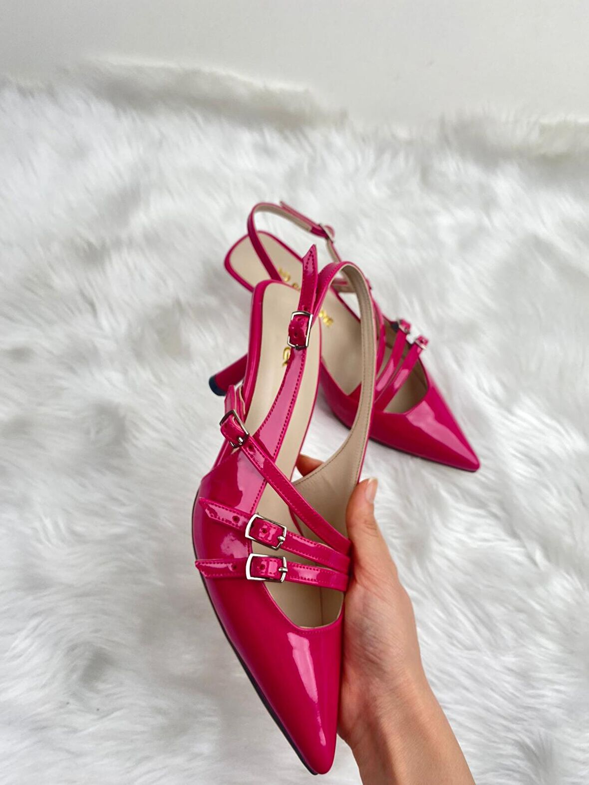 Ressome Kadın Bella Model Üç Kemerli Pembe Stiletto