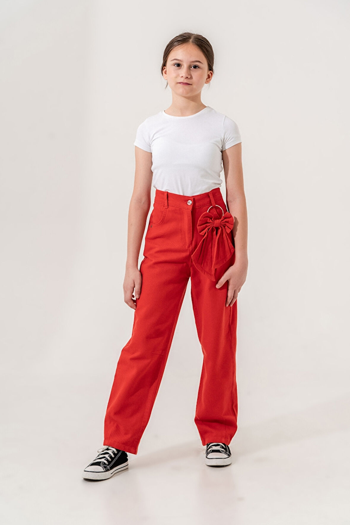 Kız Çocuk Fiyonklu Keten Pantolon 2557