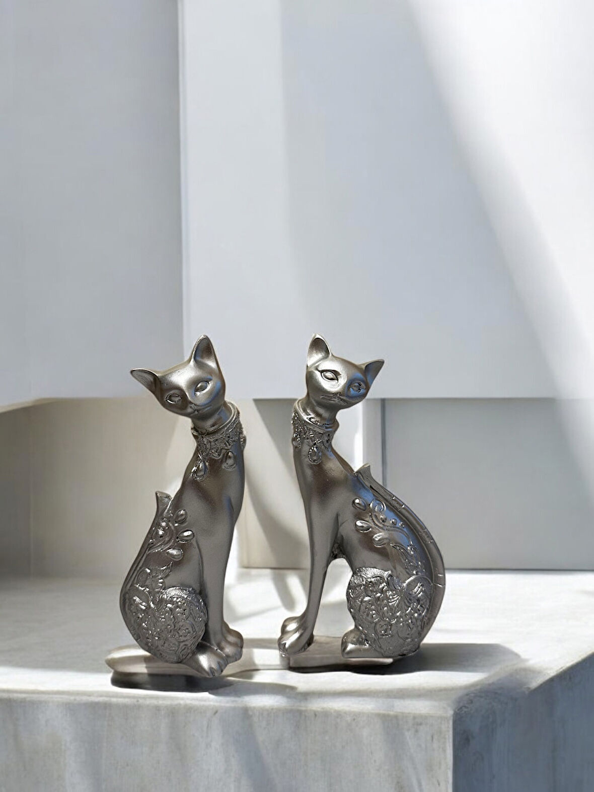 Dekoratif 2'li Dekoratif Kedi Obje