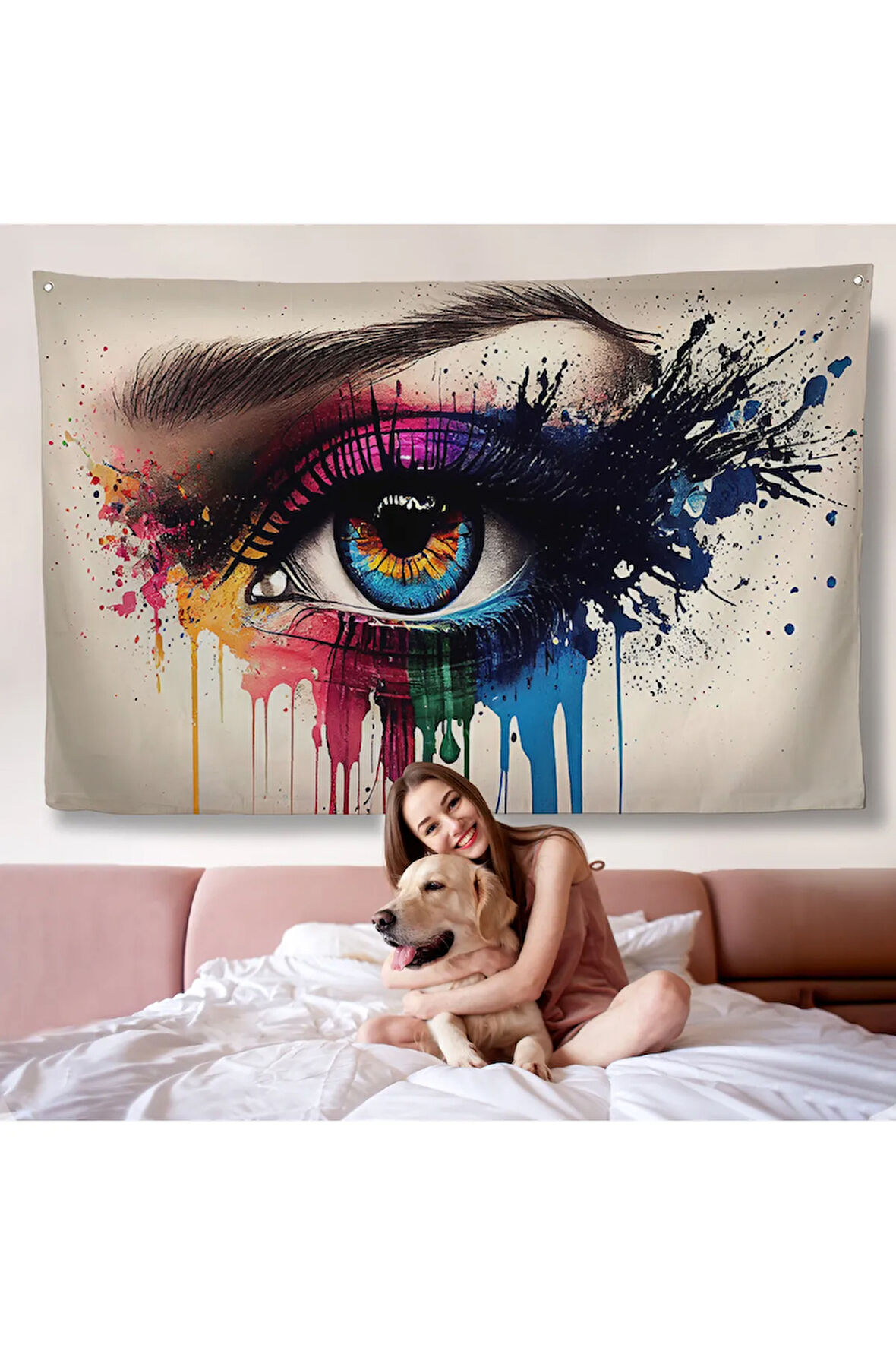 Renkli Zarif Kadın Göz Duvar Örtüsü-7230